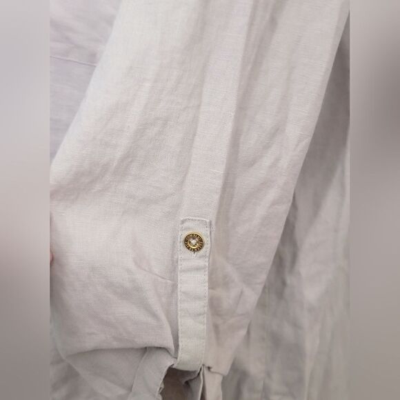 Ellen Tracy Linen Top High-lo V Neck Solid Cream W Front Pockets Lagenlook XXL - Picture 4 of 9